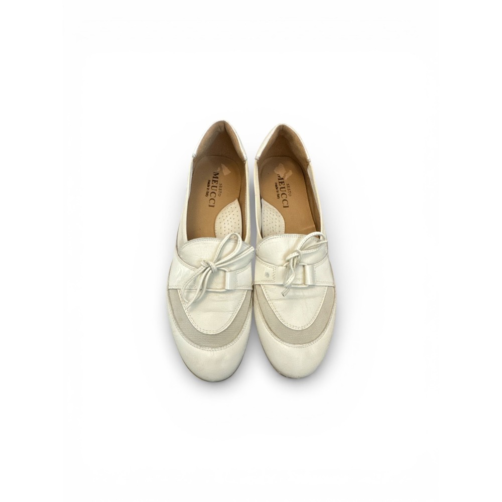Meucci White Loafers luxury minimalist-Made in Italy Size 8N